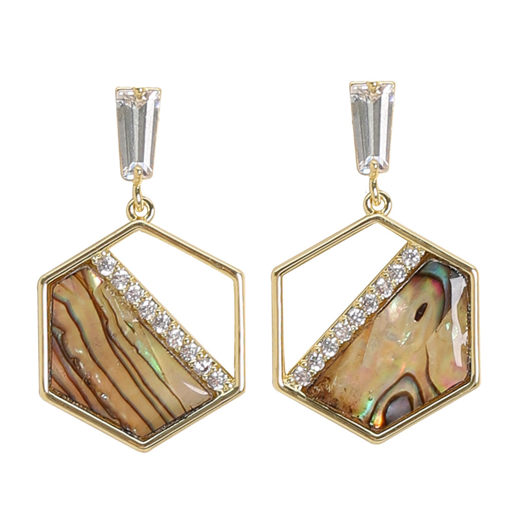 Japanese and Korean Sweet Exquisite Fresh Small Dia-Encrusted Abalone Shell Pendant Light High-End Sier Needle Earrings