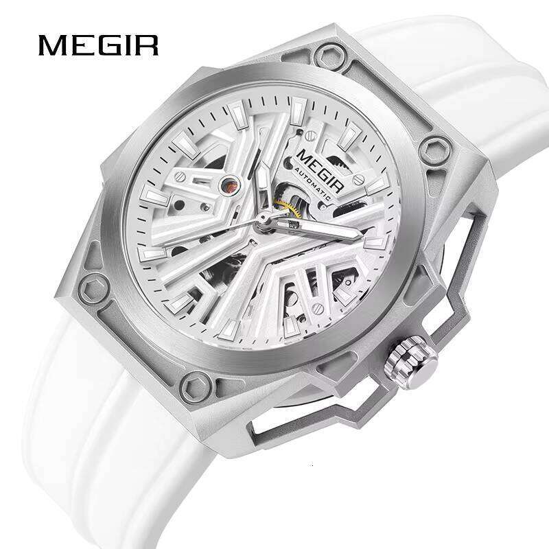 MEGIR Men's Skeleton Automatic Watch - 316L Steel, 50M Waterproof, Luminous, Silicone Strap - Bulk Wholesale
