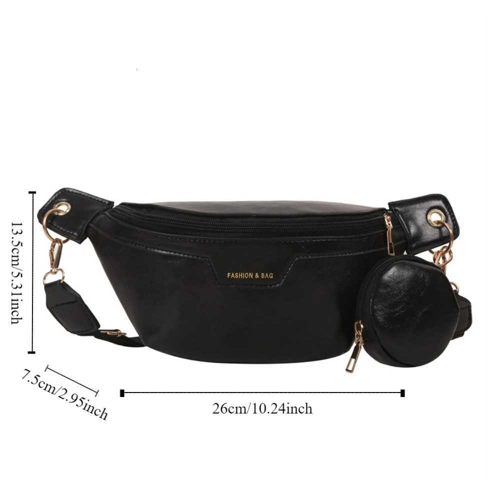 Portable Fanny Packs PU Leather Bag With Coin Purse Korean Style Banana Bag Half Moon Bag Large Capacity Running Waist Bag Men Y250724