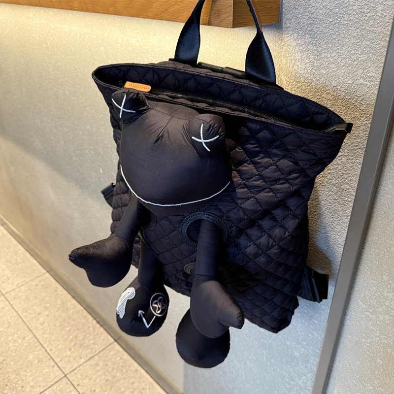 KOUDI 7033 Monster Backpack Diamond Lattice Feather Cartoon Women Student School Bag Waterproof Cloth