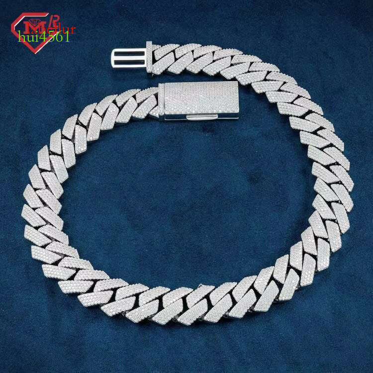 Hip hop 4 rows 20mm thick necklace sier Vvs chilled moissanite Cuban chain