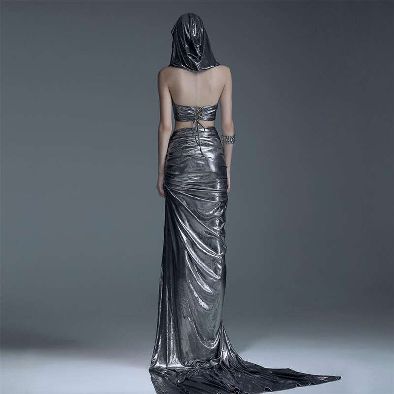 2024 Autumn New Women's Solid Color Slim Halter Neck Tank Top Fashion High Waist Skirt Set c0b