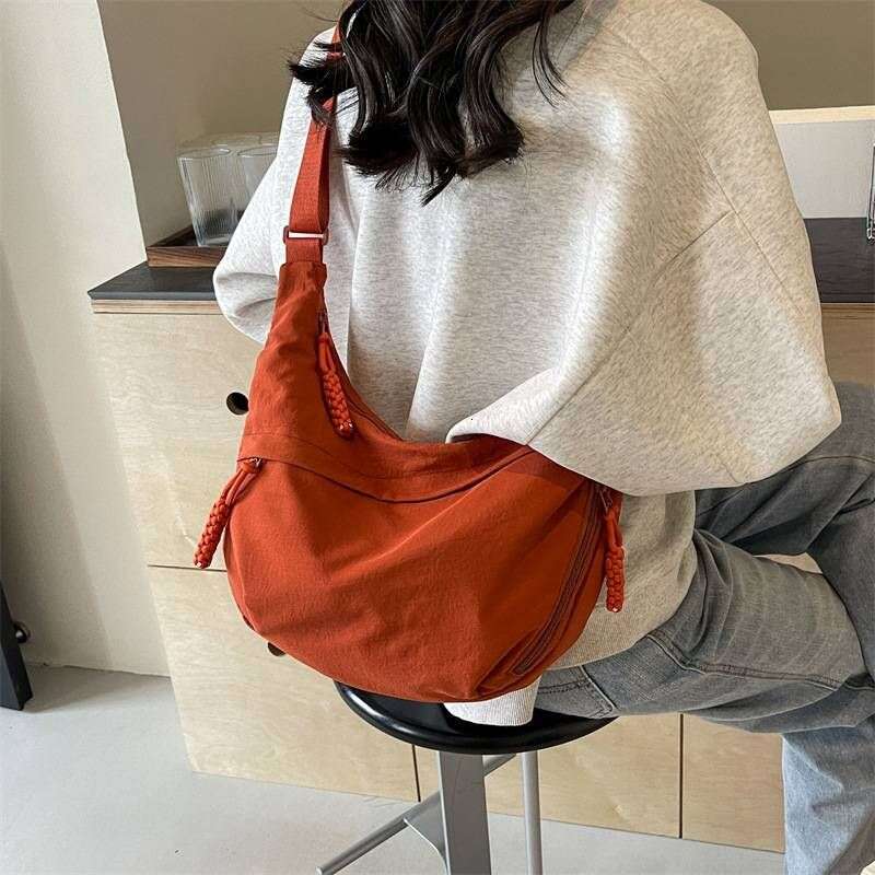 Casual Versatile Canvas Crossbody Female College Student Class Commuting Large Capacity Dumpling Bag