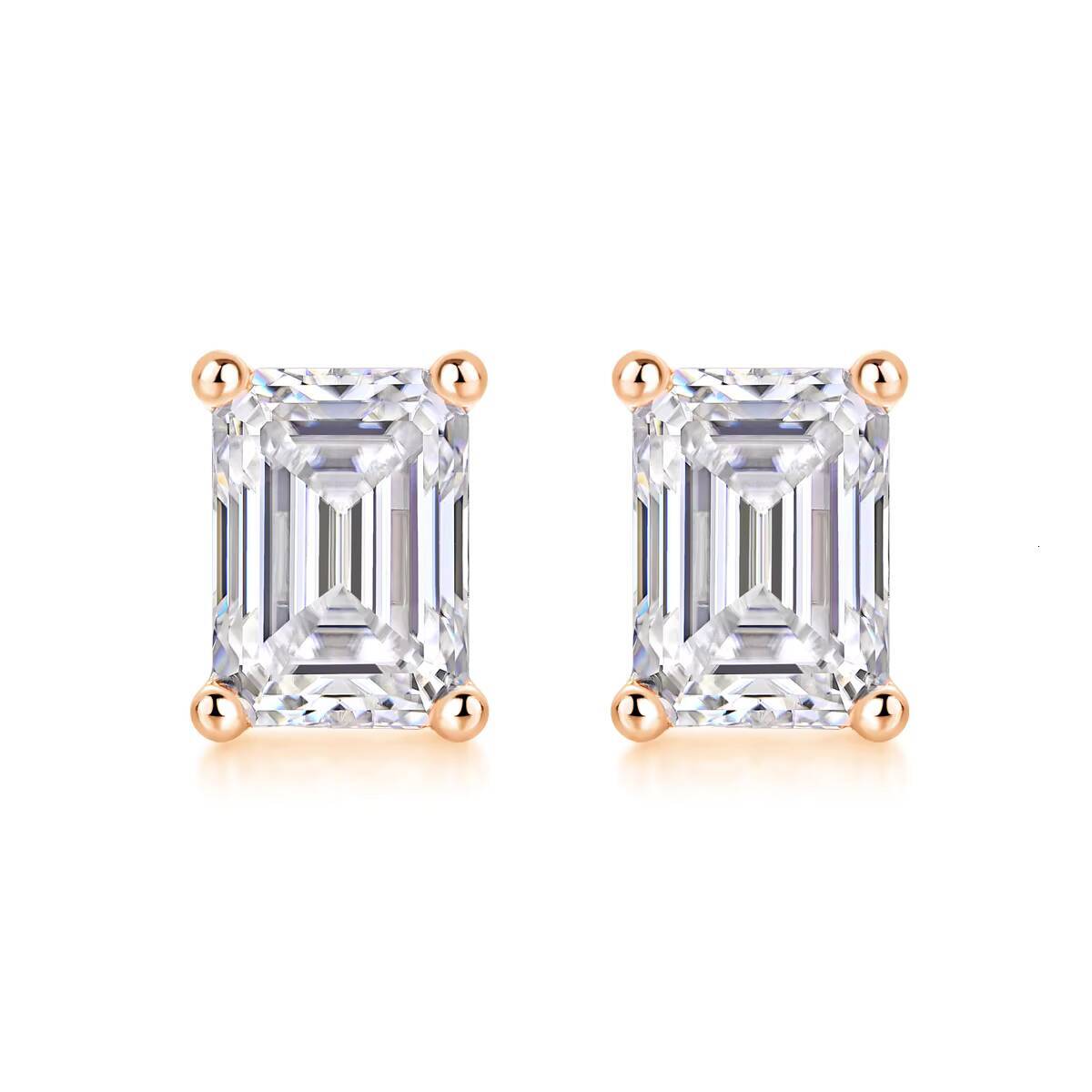 2024 New Classic Style 12955 Womens 18K Gold Plated 925 Silver Rectangular Moissanite Stud Earrings Jewelry Stud Earrings
