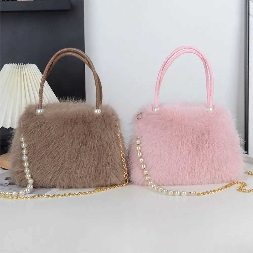 ible Wens Imitati Fox Fur Bag Large Capacity Solid Color Handbag Plush Lightweight Crossbody Bag Shoder Bag Y250725