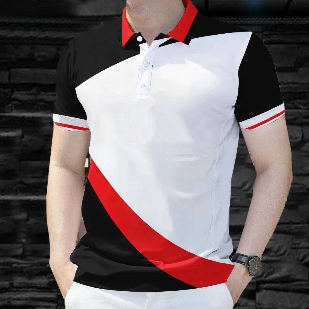 Colorful 3D Printed Stripes Mens Polo Shirt For Men Clothing Short Sleeve Tees Summer Sport Lapel Tops Oversized T-Shirts XJ250725