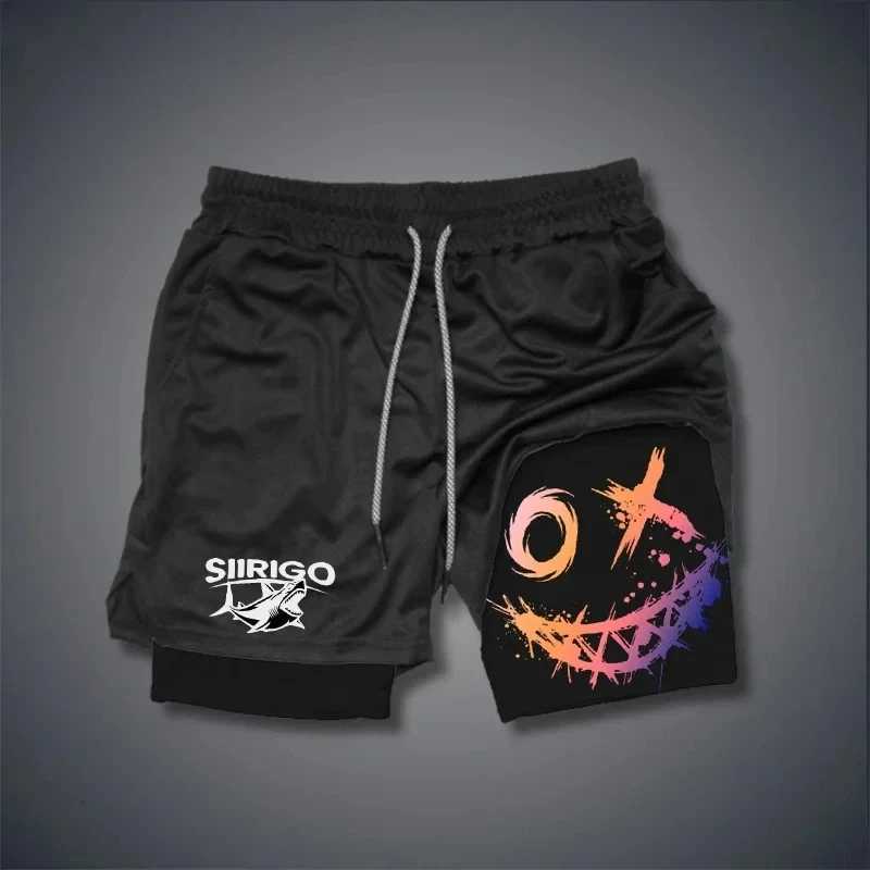 2024 Mens Smiling Face Printed Fitness Shorts Double-Layer 2-in-1 Quick Drying Fitness Outdoor Leisure Training Sports Shorts W250724