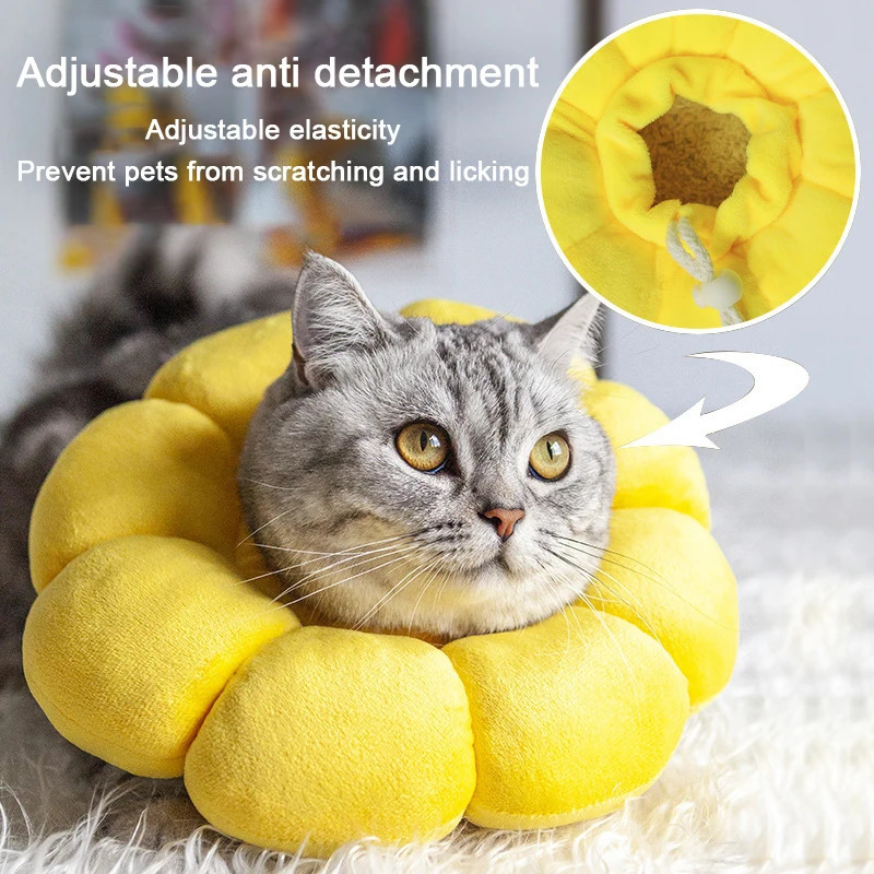 Sunflower Pet Elizabethan Collar Adjustable Anti-Bite Surgery Anti-Lick Wound Protective Collar Cotton Soft Adjustable 250716