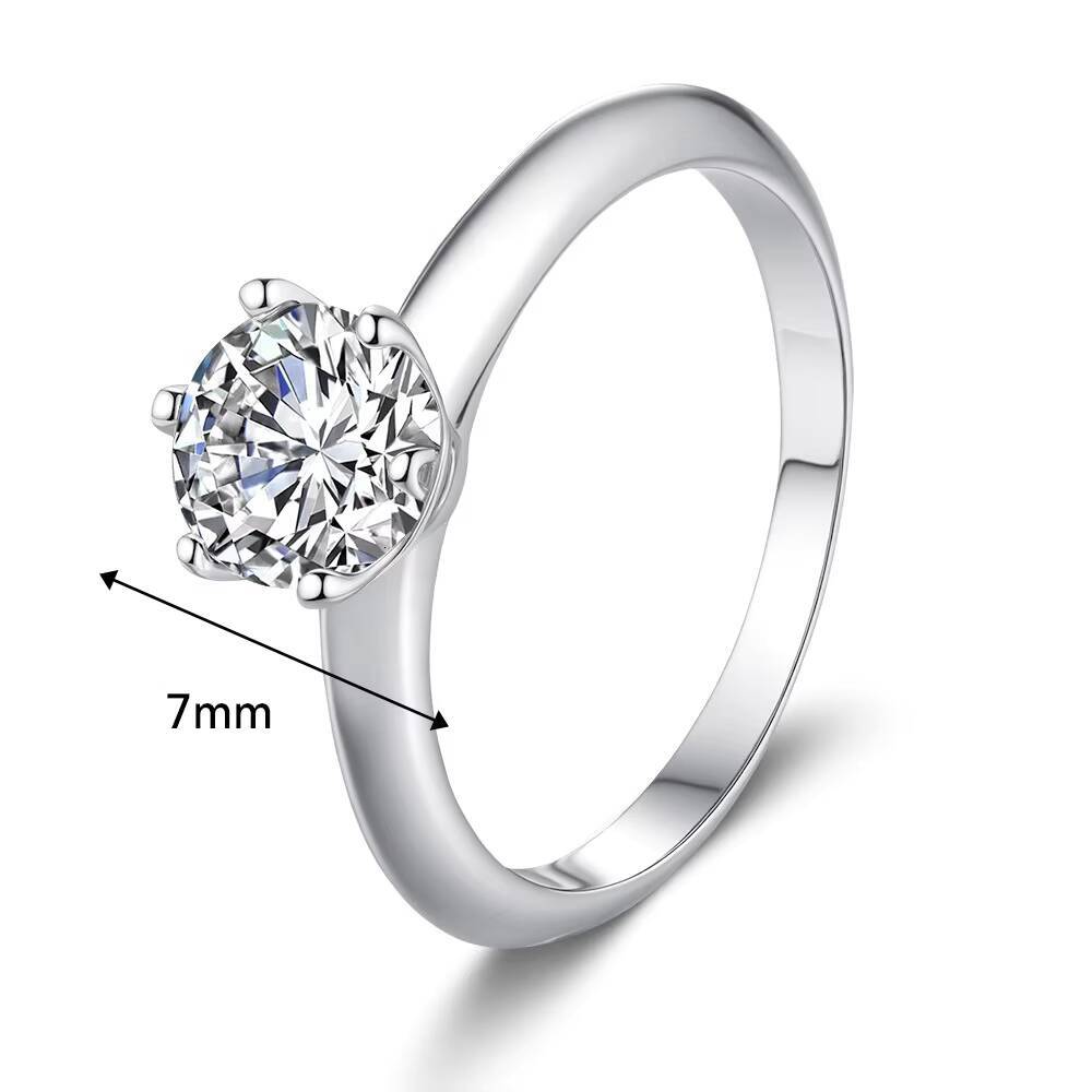 VANFI 925 Silver D VVS Moissanite Rhodium-Ring Ultra-Bright and Minimalist Stylish Design for Ladies