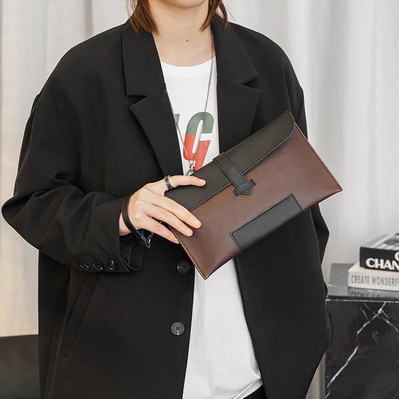 Crazy Horse Leather Vintage Fashion Envelope Clutch For Men Small Purse High Quality Clutches Bag Man Handbag