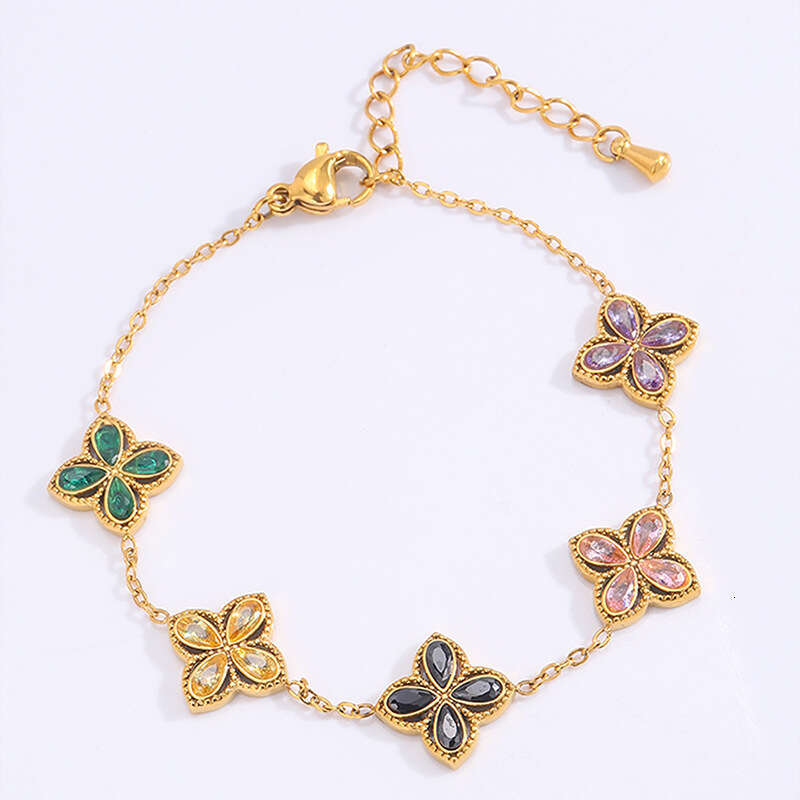 New Fashion Zircon Lucky for Women High Version Niche Four-Leaf Clover Bracelet Light High-End Jewelry