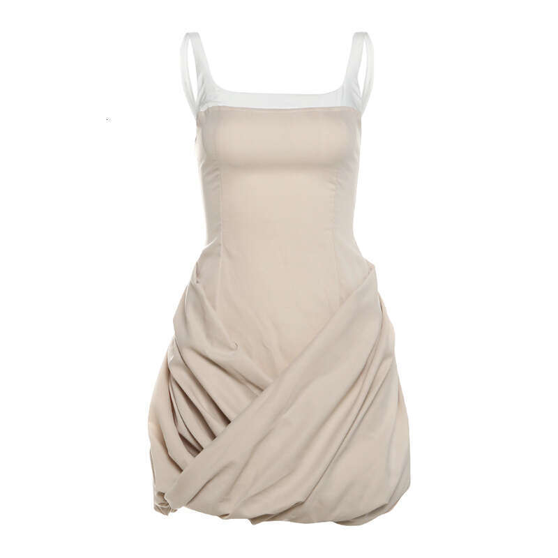 2025 Spring New Women's Solid Color Slim High Waist Street Fashion Strap Sleeveless Dress 25f