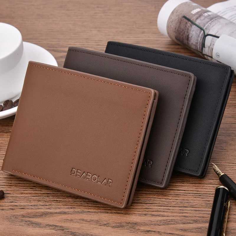 Short Mens Wallet Classic Pocket Photo Holder Small Mens Wallet Quality PU Leather Card Holder Matte Leather Mens Wallet Z250725