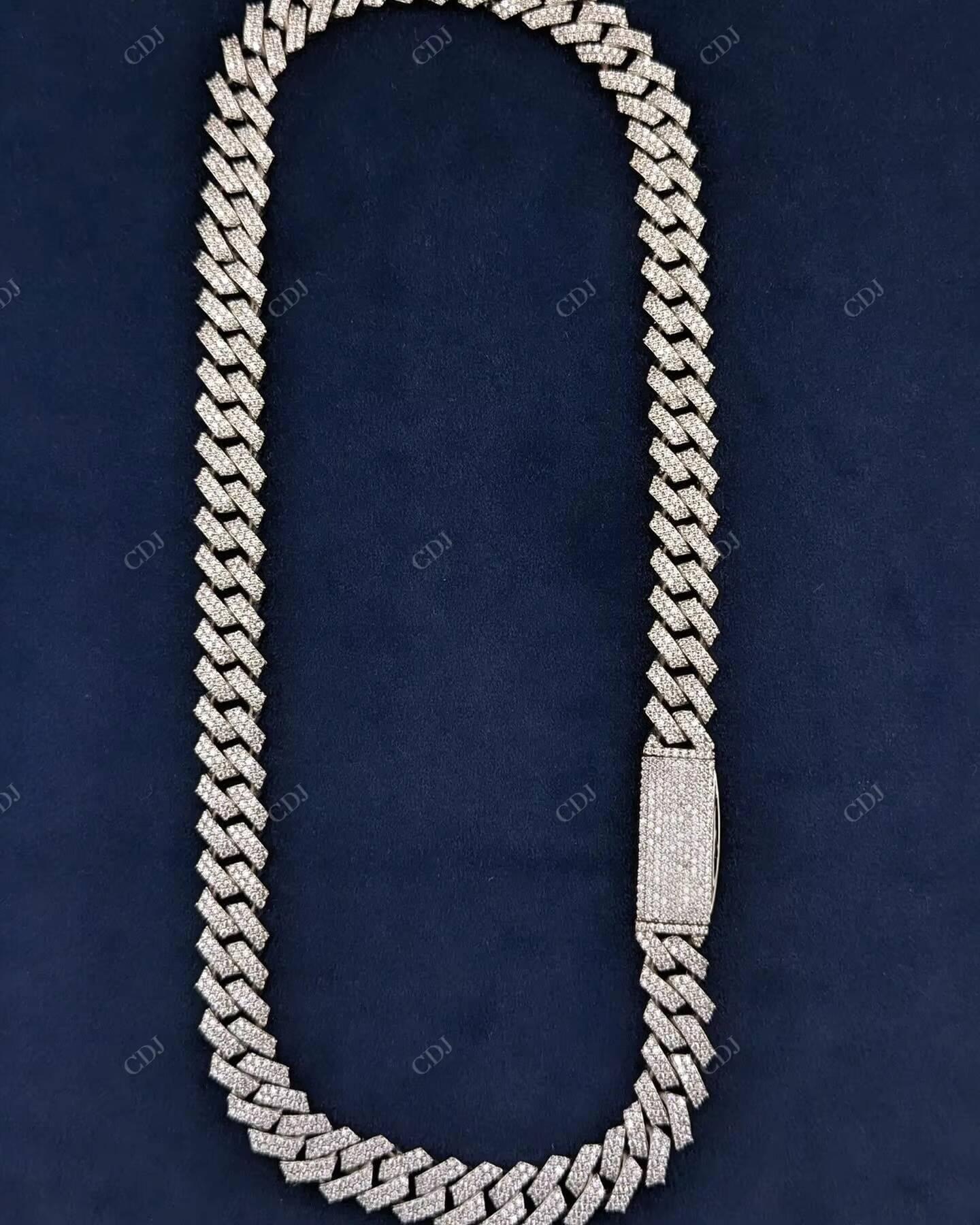 Wholesale Price VVS Moissanite Iced Out Customized Cuban Link Chain Yellow Gold Plated Two Row Square Chain for Mens and Womens