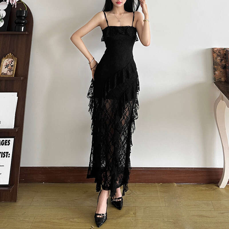 2024 Autumn Winter New Women's Solid Color Slim High Waist Fashion Strap Sleeveless Backless Dress 49a