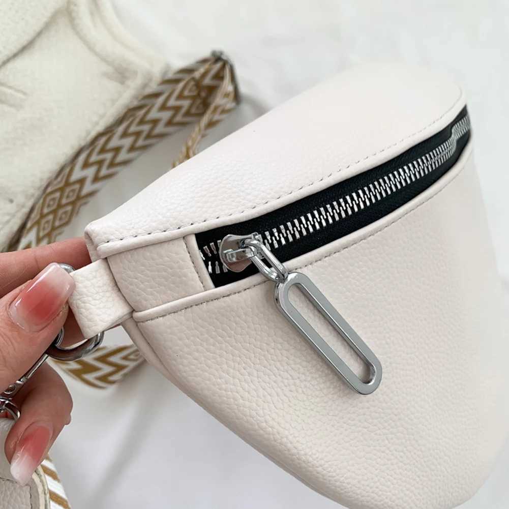 Crossbody Bag Wide Jacquard Strap Traveling Bag PU Leather Fi Casual Solid Color Portable Simple for Outdoor Hiking Y250724