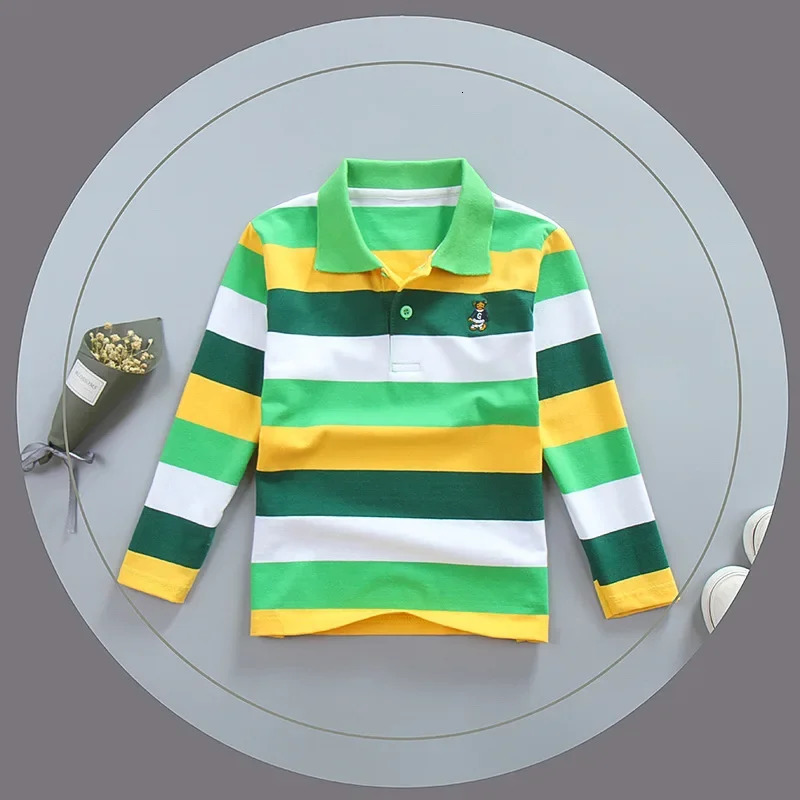 Boy Polo Shirt Kids Clothes Tops Color Stripes Turn-down Collar Autumn Long Sleeve Polos Baby Boy Camisetas Boys Shirts Teen 250725