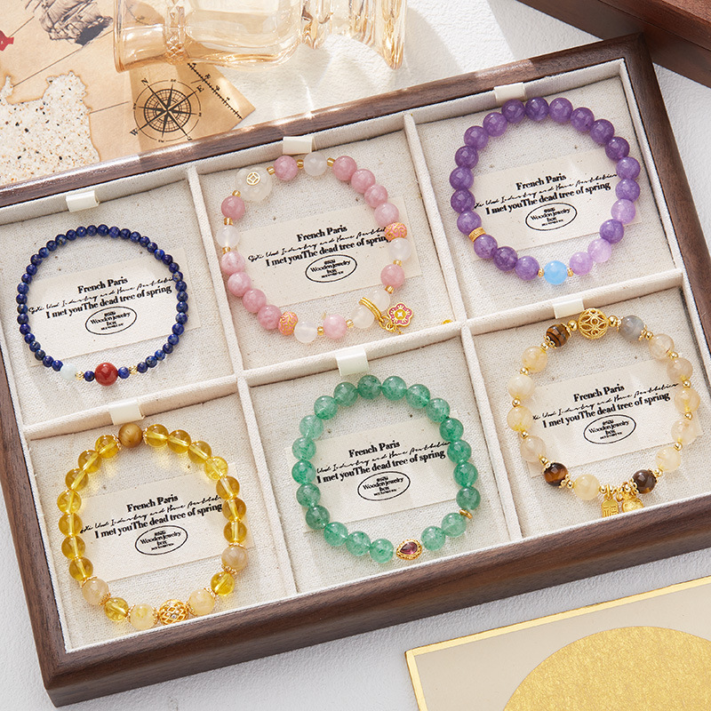 New Design New Chinese Style Colorful Natural Stone Bracelet Dopamine Inspired Unique Versatile Jewelry for Women