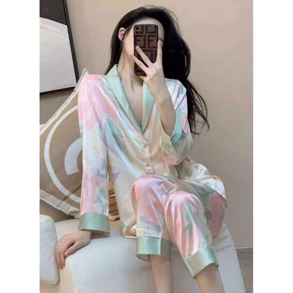 Designer Leisure High Quality 2 Piece Silk Satin Pama Set Homewear Women's Sleeping Pamas Girls Clothes women pamas Long