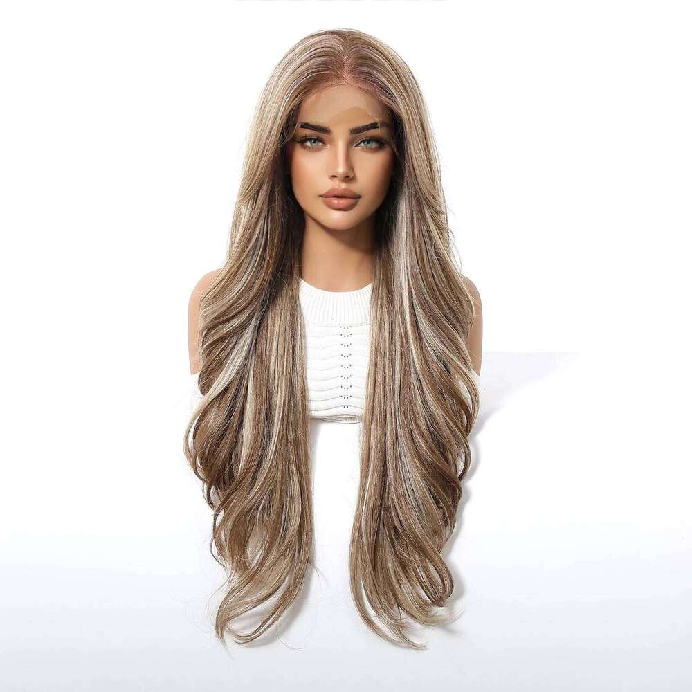 BlONDE UNICORN Lace Synthetic Wig Brown White Highlight Curly Hair Women Wigs Daily Cosplay Heat Resistant Fiber Natural