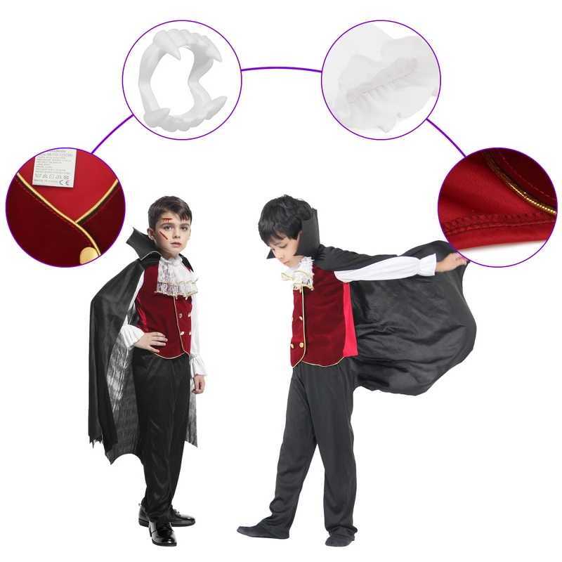 Boys Halloween Vampire Cosplay Costume for Kids Carnival Par Dress up Outfit Children Role Play Costumes with False Teeth Z250725
