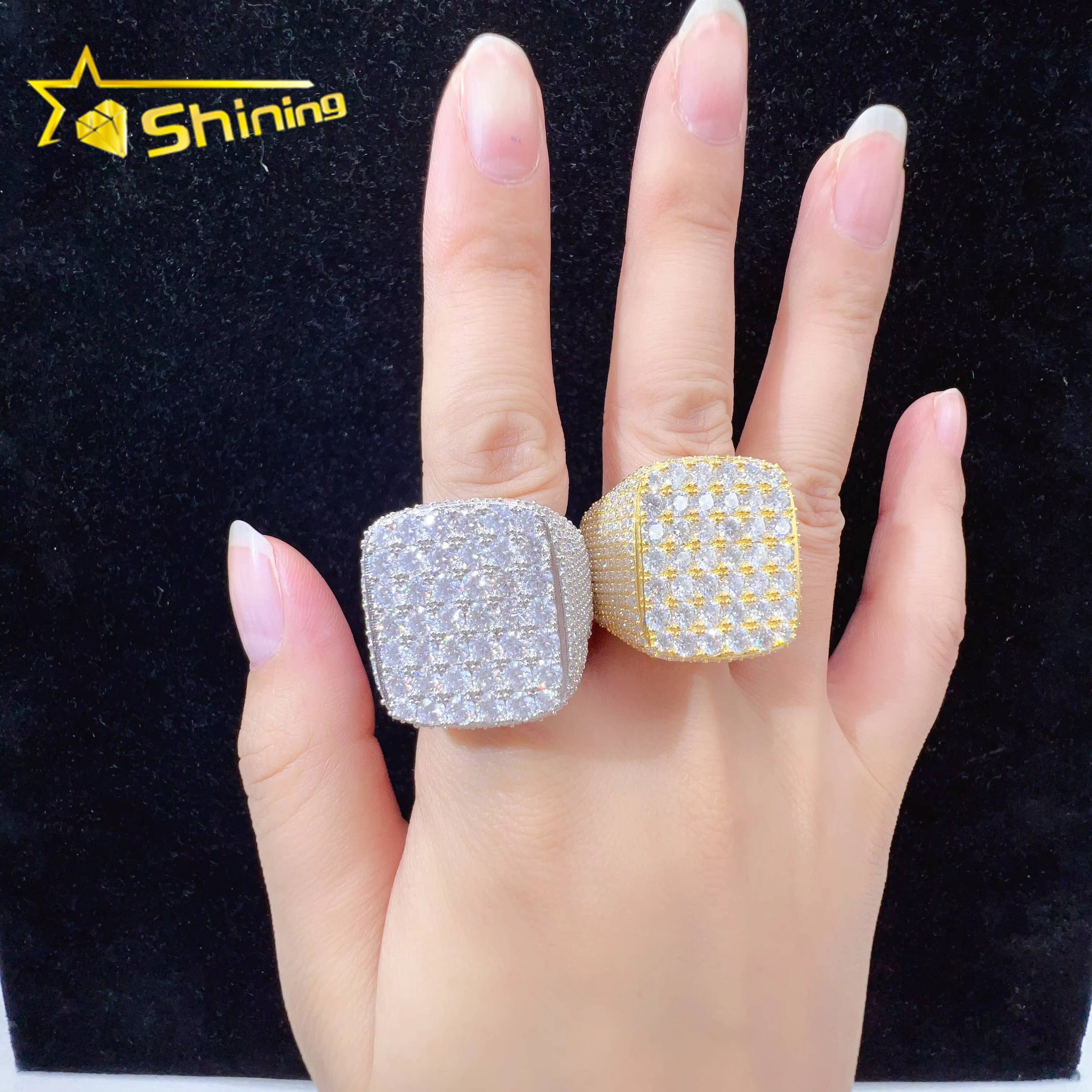 Custom Ring Silver 925 Lab Diamond Jewelry Vvs Moissanite Hip Hop Iced Out Men Ring