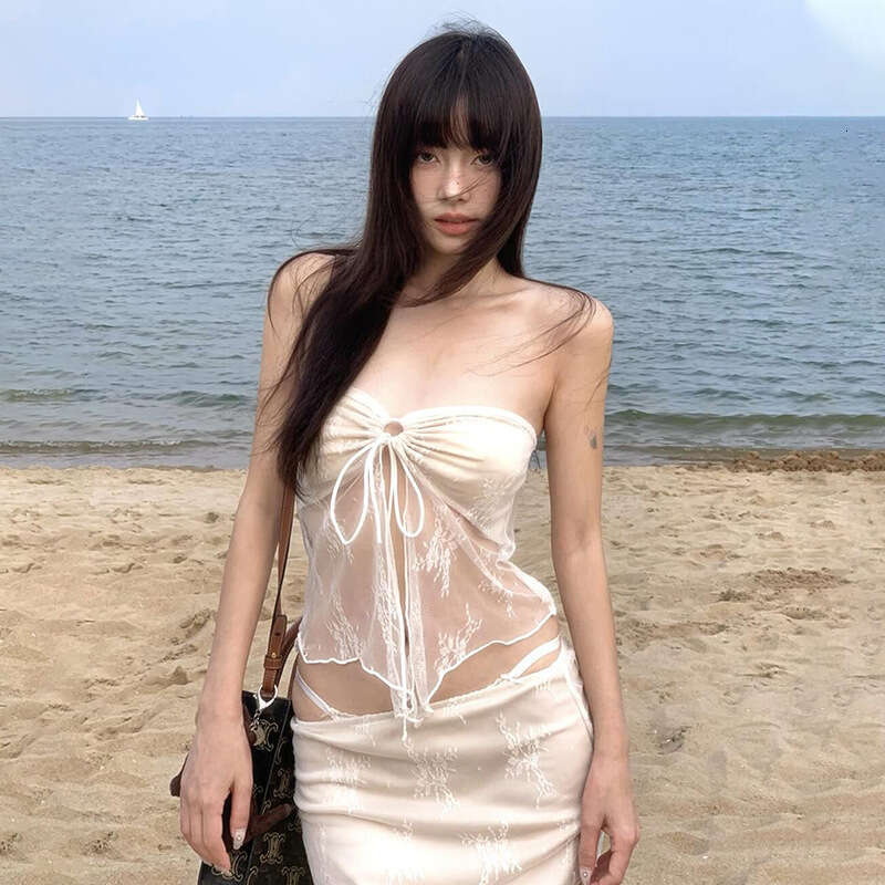 2025 Spring New Women's Solid Color Slim Fit Tube Top Vest Fashion High Waist Skirt Set a10