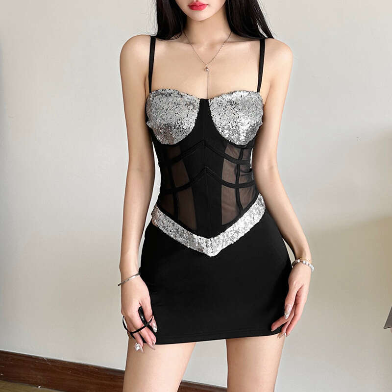 2024 Women's Autumn and Winter New Street Fashion Sexy Strap Mesh Slim Vest 8f0