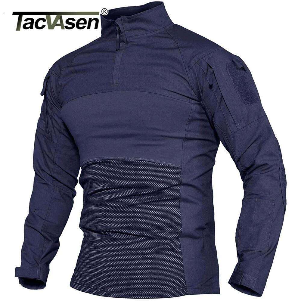 TACVASEN Mens Work 1/4 Zip Long Sleeve Outdoor Fishing Hiking Shirts Casual Pullover Tops Wear-Resistance Male