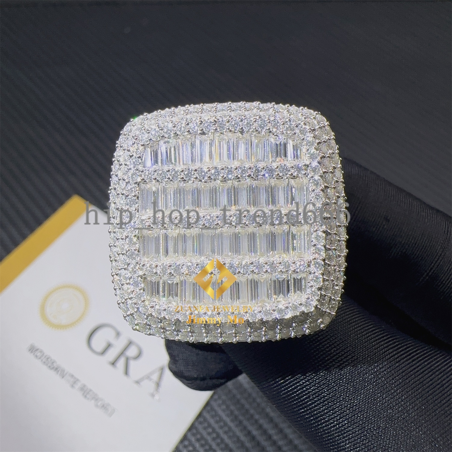 New Arrivals Iced Out Hip Hop Ring 925 Sterling Silver VVS1 Baguette Moissanite Man Pinky Ring