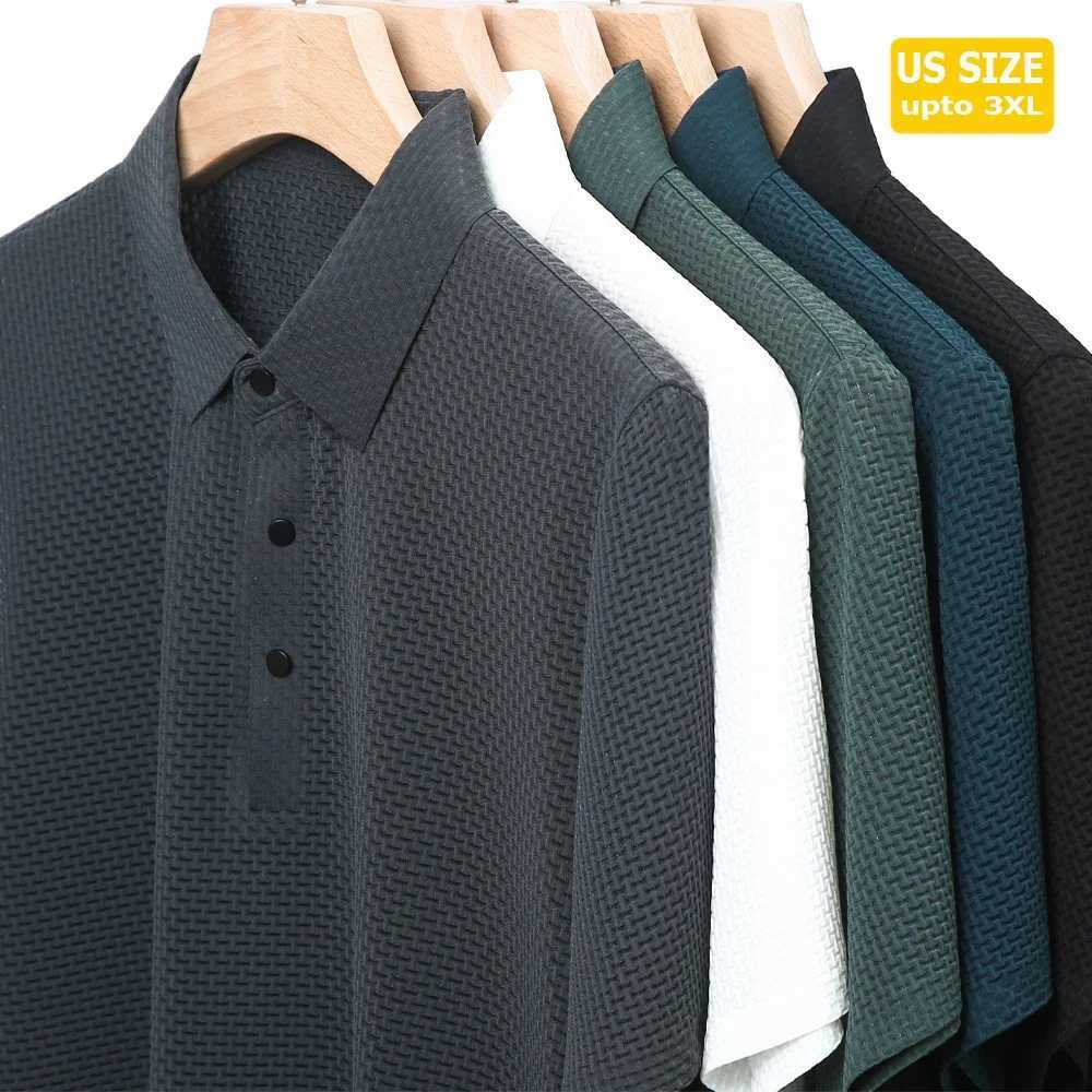 3XL Mens Ultra Stretch Loose Fit Polo Shirts Breathable Moisture-Wicking Wrinkle-Resistant Travel Casual Wear XJ250725