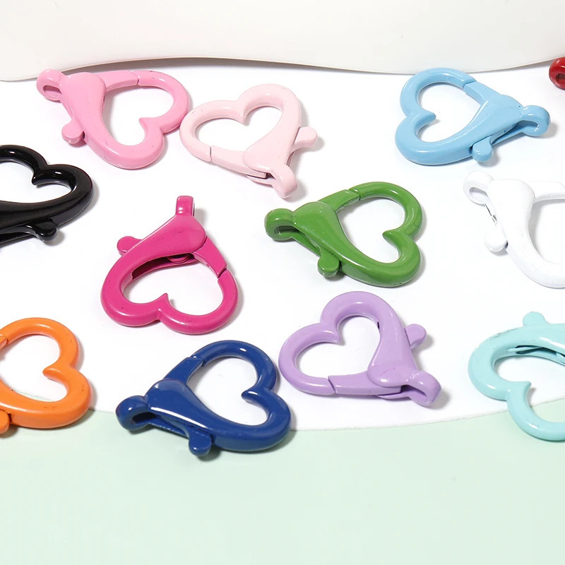 10pcs Heart Lobster Clasps Spring Clasps Metal Carabiner Bag Clips Hook Dog Chain Buckle DIY Keychain Jewelry Making Accessories 250723