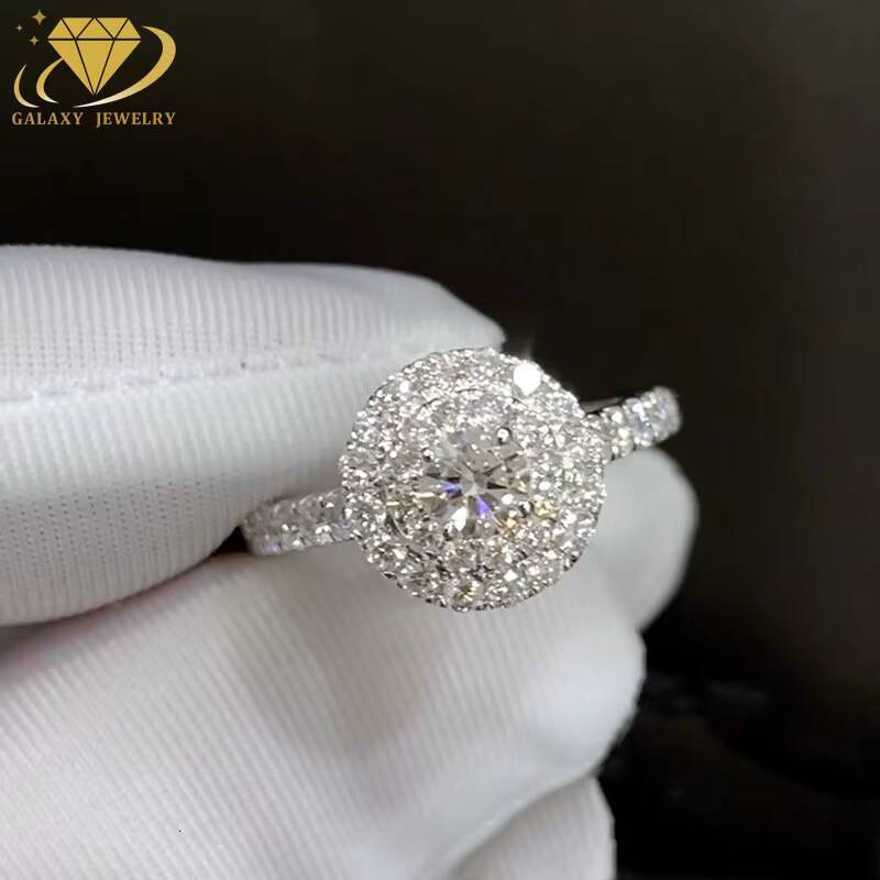 Galaxy Jewelry White Gold Lab Grown Diamond Ring Pass The Diamond Tester VVS Clarity D Color Custom Ring For Gift