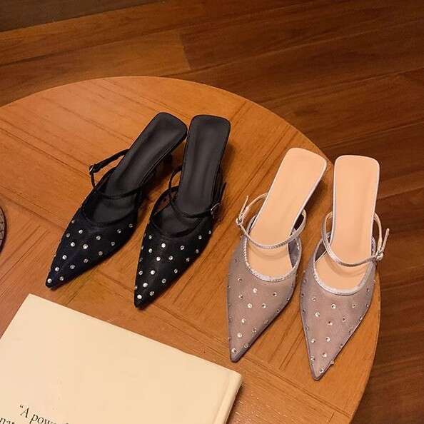 Designer New High Heel Sandals for Women, High-End Feel, Comfortable Summer Pointed Toe Single Shoes, Casual Breathable Women's Shoes