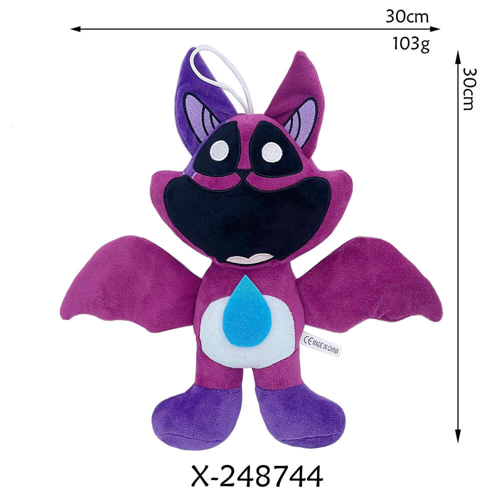 New Smiling Critters Glow-in-the-Dark Big Mouth Purple Cat Bobby Smile Plush Toy