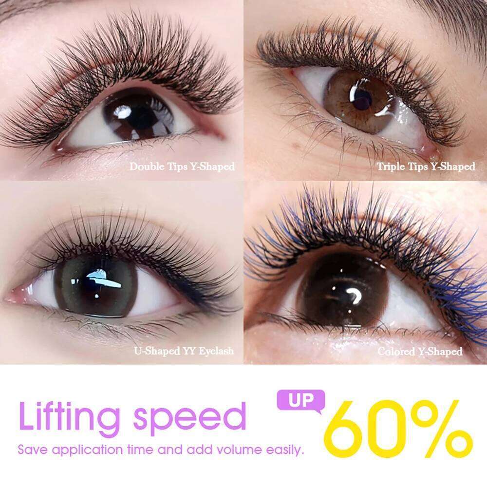 New Design U Shape YY False C D Curl 8-15mm Mix Y Style Lashes Waterproof Long-Lasting Fan Eyelashes by MASSCAKU