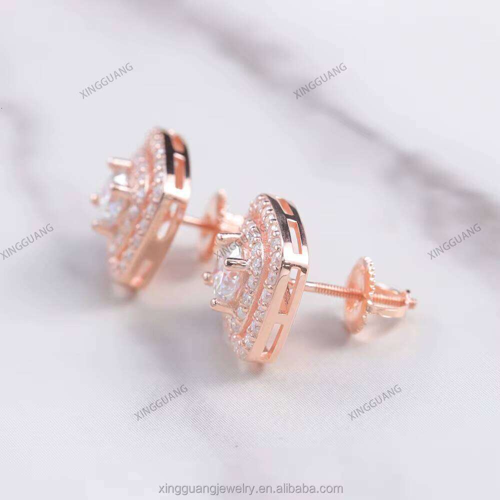 Custom Fine Jewelry Earrings Sier Gold Plated Screw Back Stud D Color VVS Moissanite Earring GRA Certificate