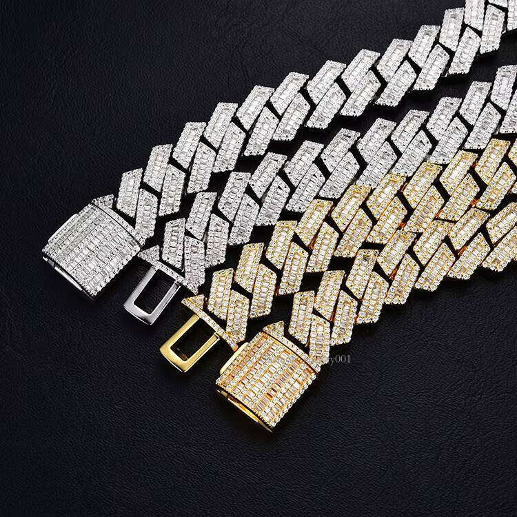 12mm Silica Sier Hip Hop Vvs Long Baguette Cuban Chain