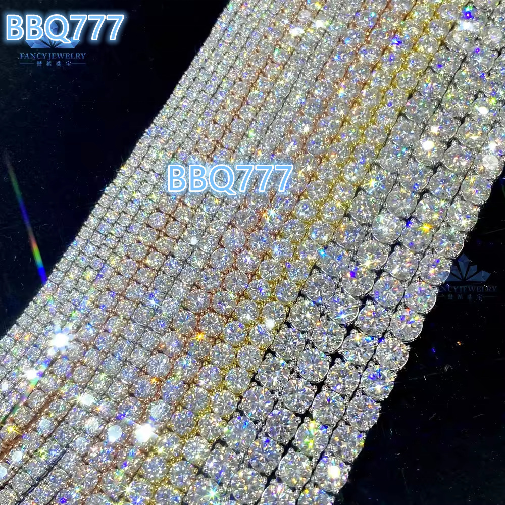 High Quality Mens Womens Jewelry 2mm-6.5mm 6-24inch S925 Silver Iced Out Tennis Chain Mossanite Moissanite Necklace