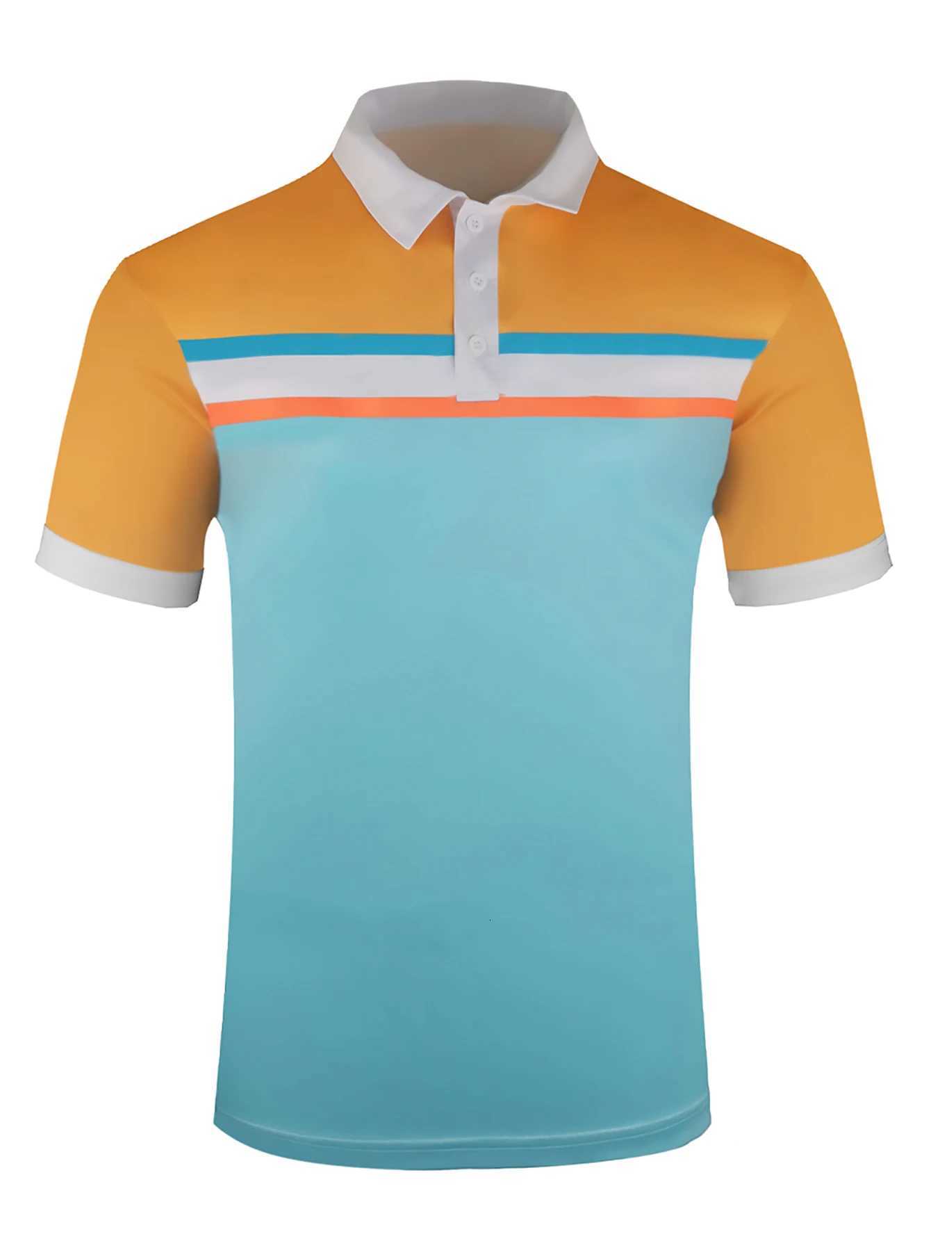 New Mens Polo Shirt Color Block Print Simple Mens Summer Casual Short Sleeve Loose Fashion Shirt XJ250725
