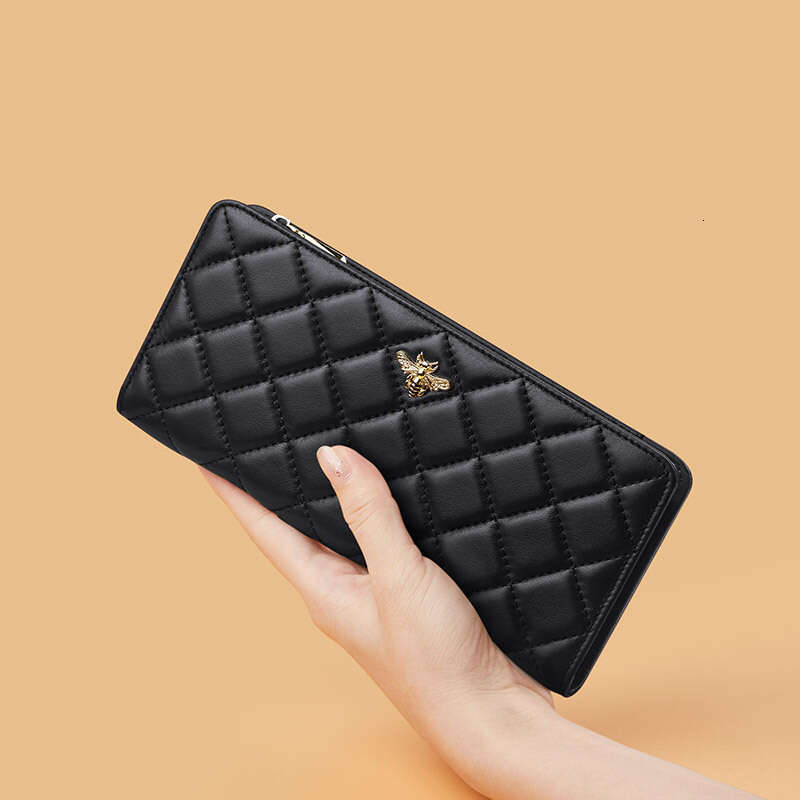 Emperor Paul Women's Long Genuine Leather Ultra-thin Wallet Card Holder Large Capacity Money Clip Simple Clutch