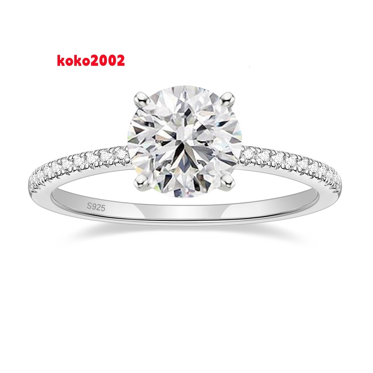 OAHLAN Fine Jewellery Womens Sterling Silver 925 Engagement Wedding Ring 1.2CT Moissanite Ring with Certificate