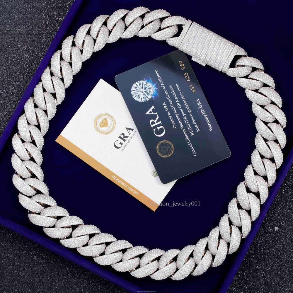 22mm Heavy Mossanite Jewelry for Men S Solid Sier Hip Hop Necklace VVS Moissanite Cuban Link Chain