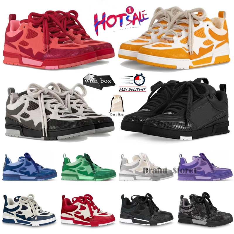 Designer Skate Series Sneakers luxury Men Women Casual Shoes Top quality Calfskin Platform Trainers Leather Sneakers Lace-up Overlays Sneaker with box Size 35-46