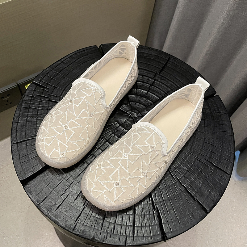 Hollow for Women Breathable Mesh Non-Slip Summer Versatile Slip-On Lazy Shoes Flat Loafers Trendy ddmythur