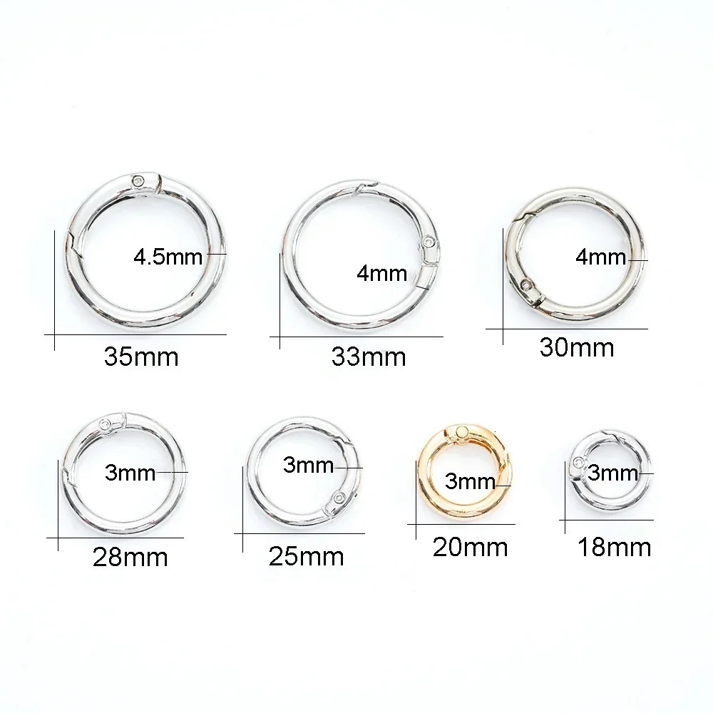 5pcs Metal Ring Spring Clasps Openable Round Carabiner Keychain For Diy Dog Chain Buckles Bag Cell Phone Chains Accessories 250723