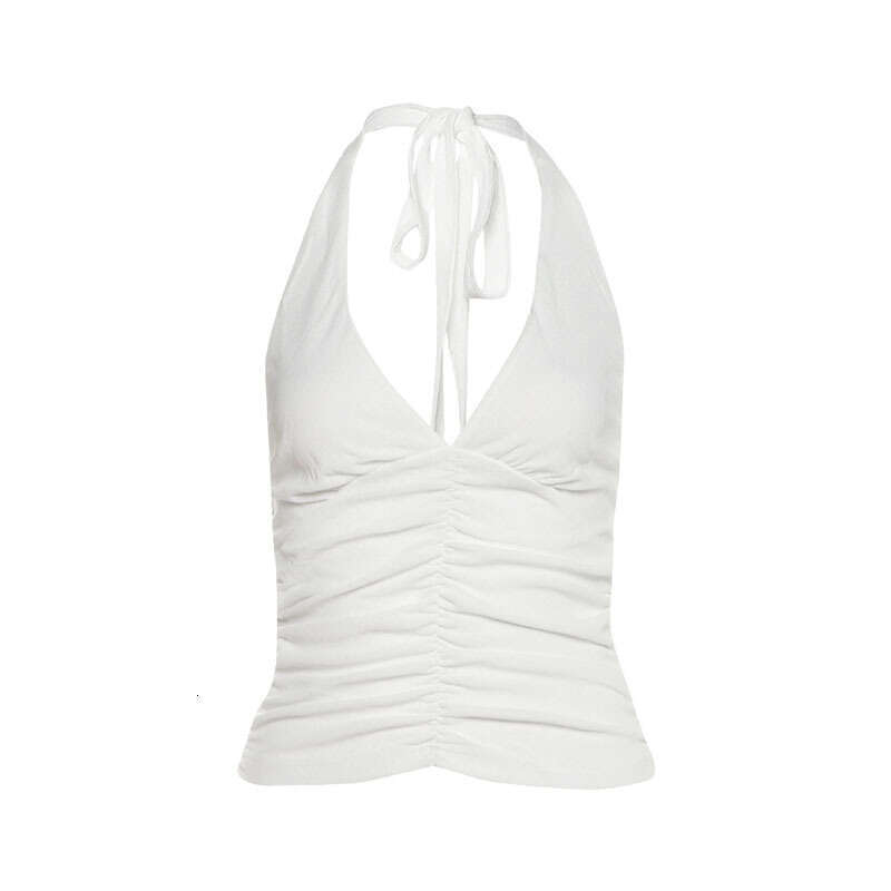 2025 Summer New Women's Solid Color Halter Neck Slim Top Low Waist Ultra Short Pants Set d30