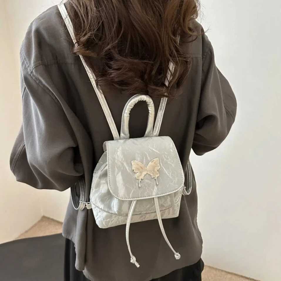New PU Womens Backpack Solid Color Shoulder Bag High-capacity Mini Backpack for Ladies Y250724