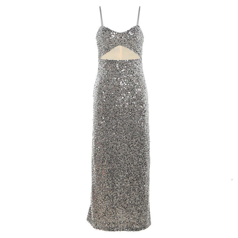 2024 Spring Summer New Women's Solid Color Slim High Waist Fashion Strap Sexy Backless Dress 97d