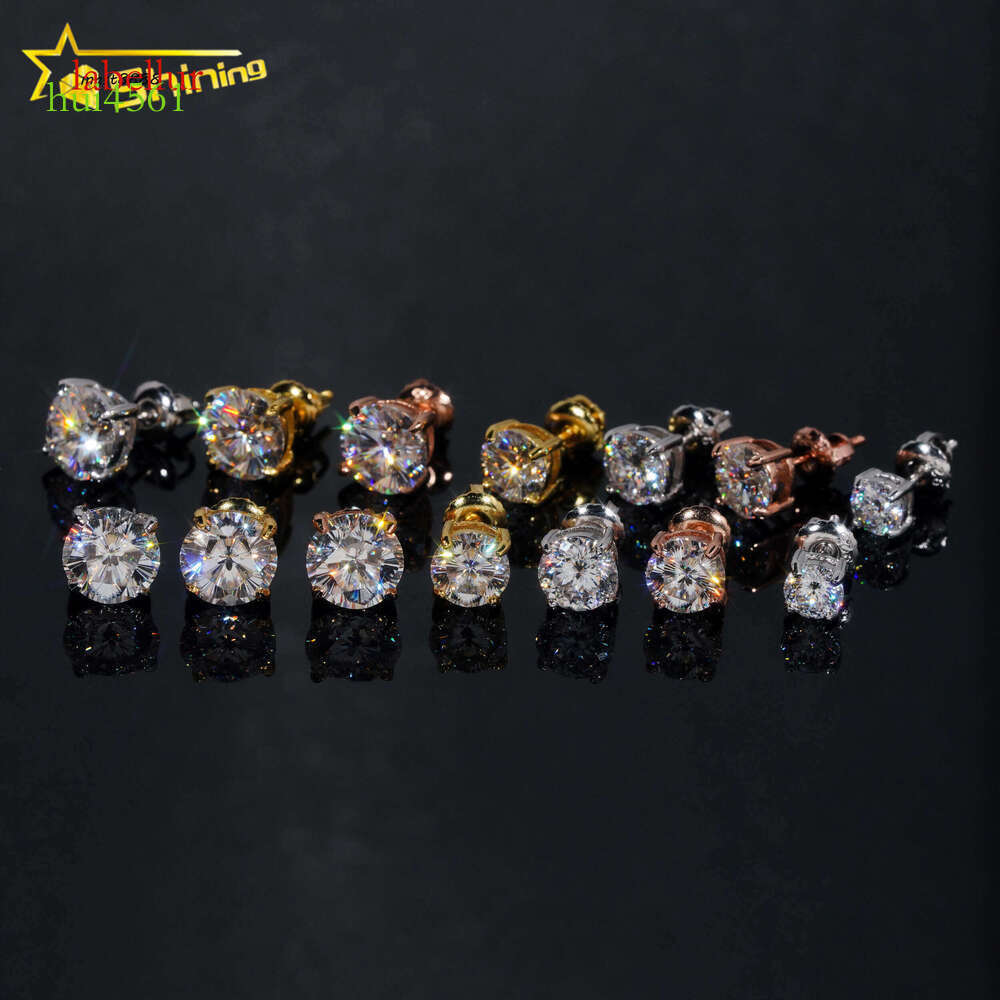 Ready to Ship Sterling Sier Cherry Blossom Cut Moissanite Earrings Women Fashion VVS Round Shape Dia Ear Studs